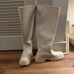 Women's Cream Knee-High Boots